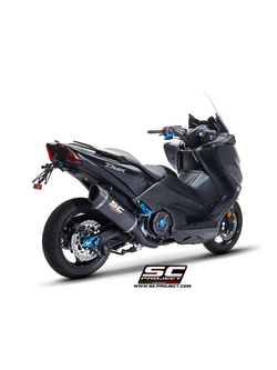 Pełny układ wydechowy 2-1 SC-Project czarna stal z tłumikiem SC1-R Carbon - Yamaha T-MAX 530 / SX / DX / SX Sport Edition [17-19]