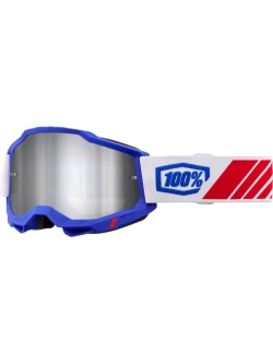 Gogle motocyklowe 100% Accuri 2 z szybką lustrzaną czerwono-biało-niebieskie