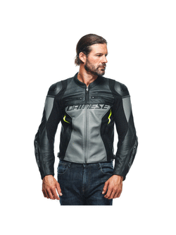 Kurtka motocyklowa skórzana Dainese Racing 4 szaro-czarna