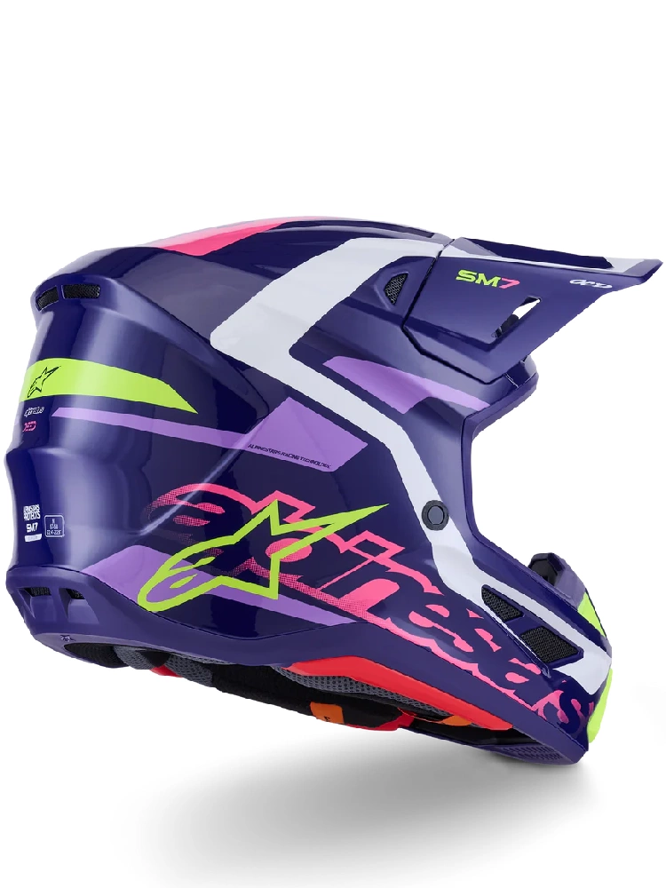 Kask enduro Alpinestars SM7 Deed fioletowo-różowy-fluo połysk