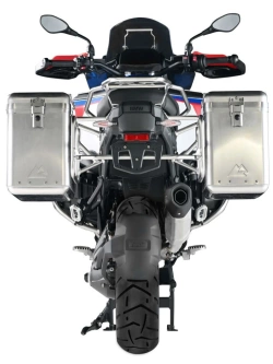 Zestaw: kufry boczne srebrne Zega Mundo + stelaże srebrne Touratech BMW R 1300 GS Adventure (24-) [poj.: 38+38l]
