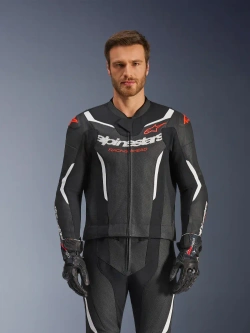 Kombinezon motocyklowy skórzany dwuczęściowy Alpinestars GP Force V2 czarno-biało-czerowny