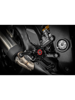 Zestaw regulowanych podnóżków z dźwigniami GILLES MUE2-T01 Triumph Speed Triple 1200 RR/ RS (22-) czarno-czerwone