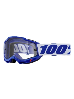 Gogle motocyklowe 100% Accuri 2 z przezroczystą szybką, niebiesko-białe