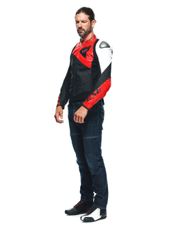 Kurtka motocyklowa skórzana Dainese Sportiva czarno-czerwono-biała