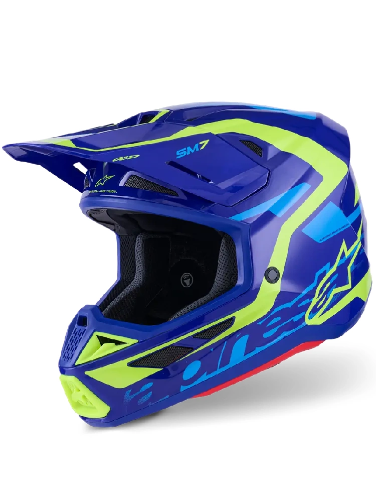 Kask enduro Alpinestars SM7 Deed niebieski-fluo połysk