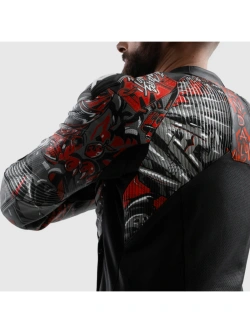 Kurtka motocyklowa skórzana Rebelhorn Vandal 2 Cruze czarno-szaro-czerwona