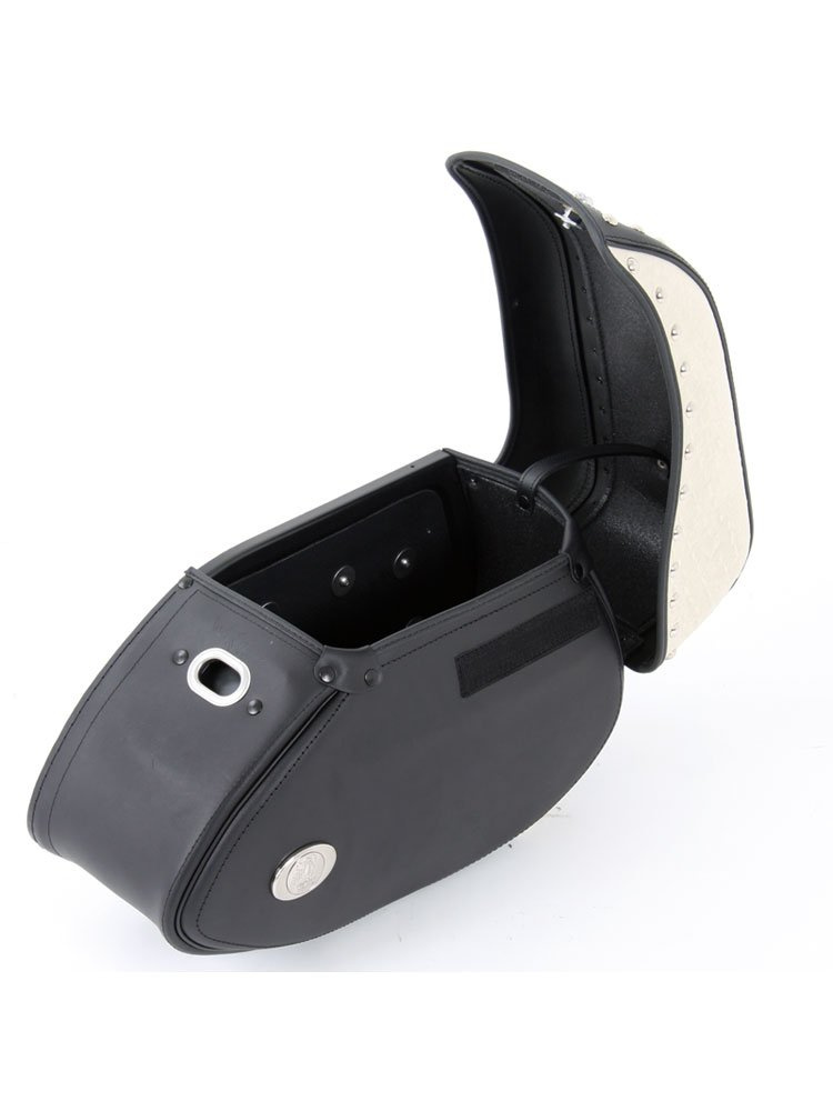 Sakwy skórzana lewa Hepco&Becker Ivory do montażu na stelażu C-Bow (pojemność: 21L) biało-czarna