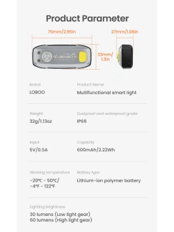 Lampa sportowa LOBOO wodoodporna z paskiem na głowę [IP66]