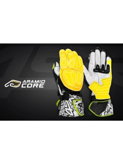 Rękawice motocyklowe 4SR RR Aramid Core biało-żółte