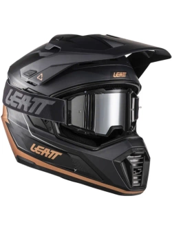 Kask enduro Leatt Moto 7.5 czarno-brązowy z goglami czarno-szarymi