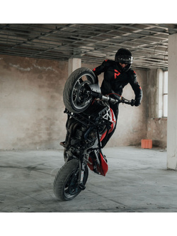 Kurtka motocyklowa skórzana Rebelhorn Vandal czarno-fluo czerwona