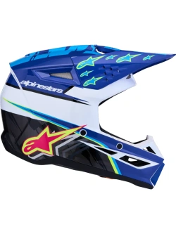 Kask enduro dziecięcy Alpinestars SM3 Falcon biało-niebiesko-czarny połysk