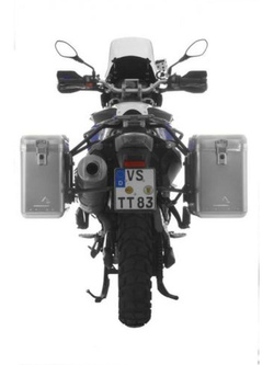 Zestaw: kufry boczne srebrne Zega Mundo + stelaże czarne Touratech BMW F800GS/F700GS/F650GS (Twin) (31+38L)