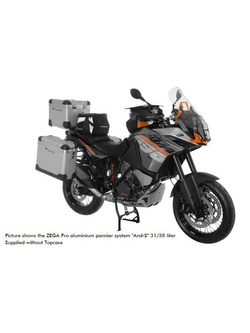 Zestaw: kufry boczne aluminiowe czarne Zega Pro + stelaże srebrne Touratech KTM 1050 Adventure/ 1090 Adventure/ 1290 Super Adventure (-20)/1190 Adventure/R (31+38L)