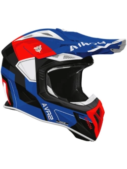 Kask enduro Airoh Aviator Ace 2 Shield niebiesko-biało-czerwony połysk