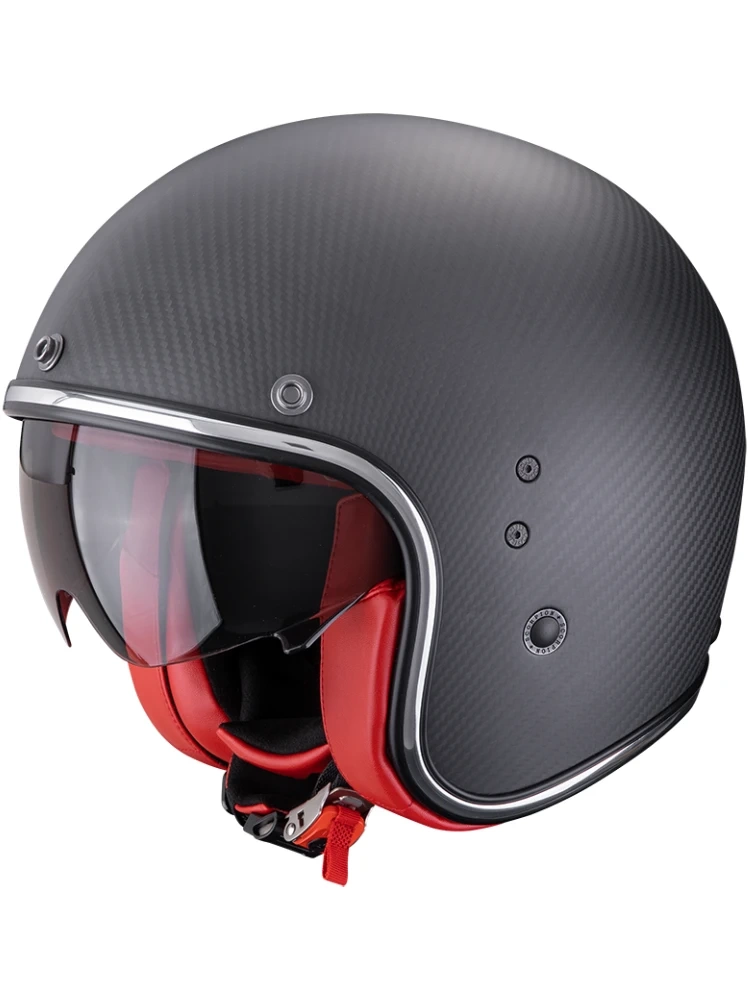 Kask otwarty Scorpion Belfast Evo Carbon Solid czarno-czerwony matowy