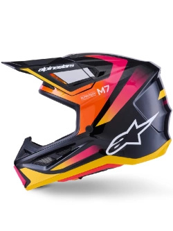 Kask enduro Alpinestars SM7 Rise czarno-żółto-różowy połysk