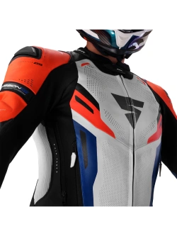 Kurtka motocyklowa skórzana Shima Mission ST G2 niebiesko-biało-czerwona