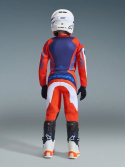 Spodnie cross dziecięce Alpinestars MX Fluid Grid pomarańczowo-biało-niebieskie