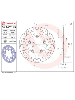 Tarcza Hamulcowa Brembo Serie Oro Fixed Prime Line Triumph Tiger Explorer/ Trophy (wybrane modele) [śr. 282 mm]