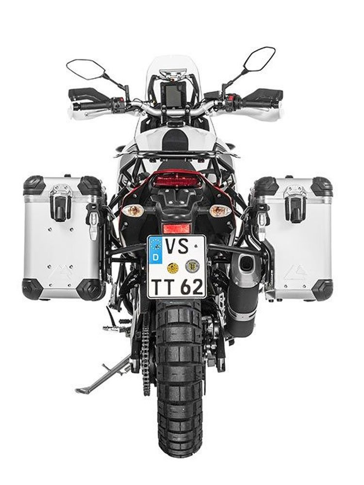 Zestaw: kufry boczne z anodowanego aluminium srebrne Zega Evo X + stelaże czarne Touratech Yamaha Tenere 700 / World Raid (2 x 38L)