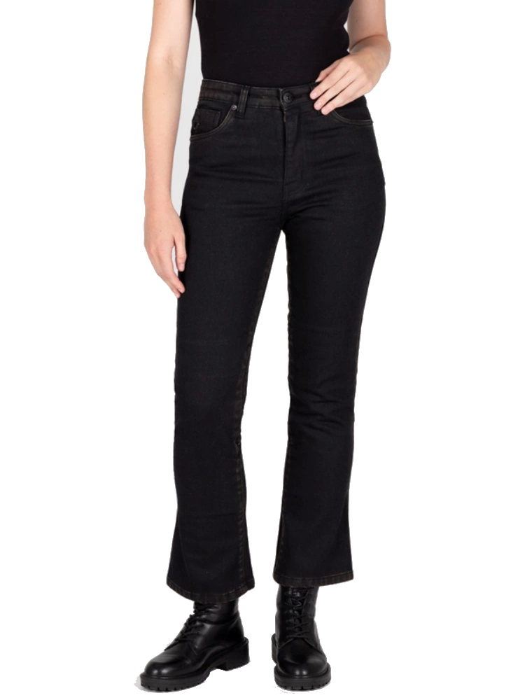 Jeansy motocyklowe damskie Knox Cartmel Kick-Flare czarne