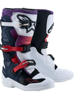 Buty enduro dziecięce Alpinestars MX Tech 7S biało-fioletowo-niebieskie
