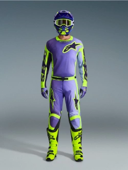 Spodnie cross Alpinestars MX Racer Portl czarno-niebieskie-fluo