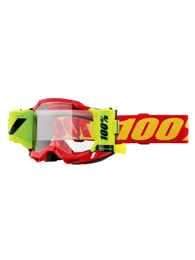Gogle motocyklowe 100% Accuri 2 ForeCast Roll-Off z przezroczystą szybką czerwono-żółte