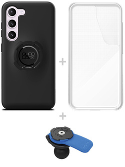 Zestaw: etui na telefon Samsung Galaxy S23, wodoodporny pokrowiec oraz uchwyt kulowy Quad Lock