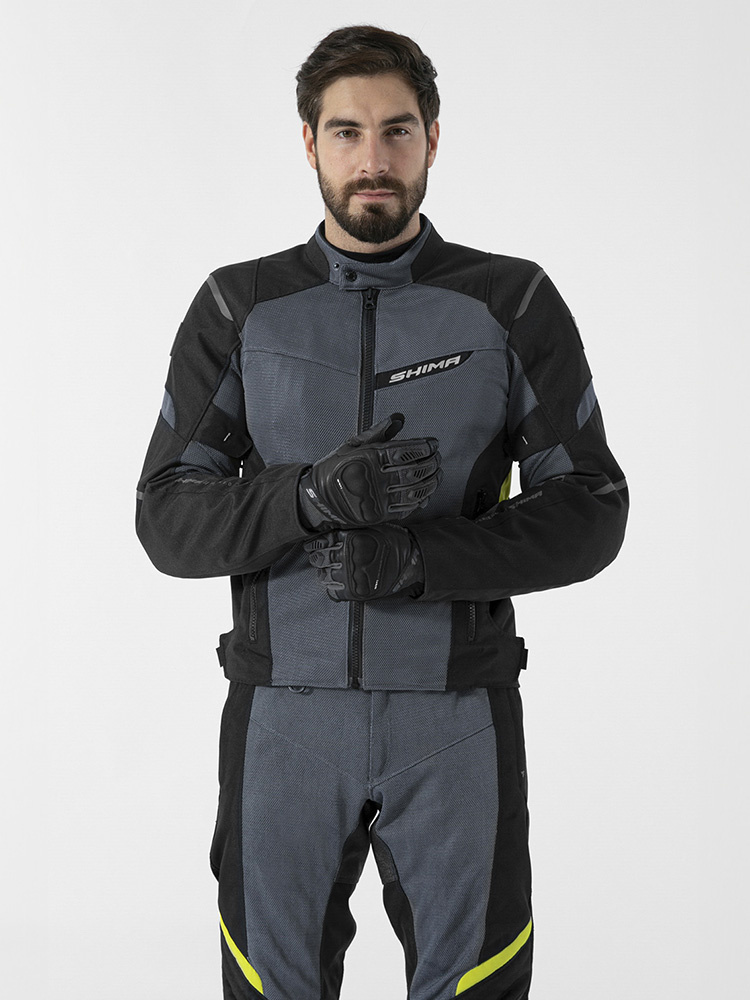 Spodnie motocyklowe tekstylne Shima Rush 2.0 Vent czarno-szare-fluo