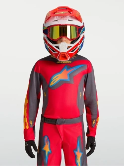 Bluza cross dziecięca Alpinestars MX Fluid Hunt czerwono-szaro-pomarańczowa
