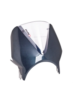 Półowiewka motocyklowa PUIG Vison Kawasaki, Honda, Moto Guzzi, Royal Enfiled, Suzuki, Triumph, Yamaha (wybrane modele) stylizowana na carbon z przeźroczystą szybą