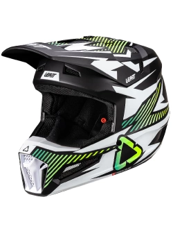 Kask dziecięcy enduro Leatt Moto 3.5 V25 Storm z goglami czarno-białymi-fluo
