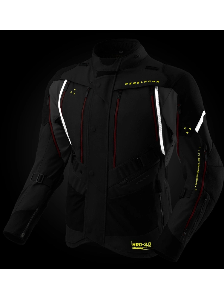 Kurtka motocyklowa tekstylna Rebelhorn Hardy 3.0 czarno-szaro-czerwona