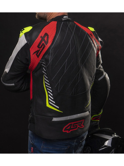 Kurtka motocyklowa skórzana 4SR Club Sport Neon AR czarno-biało-neonowa