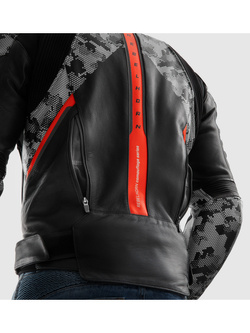 Kurtka motocyklowa skórzana Rebelhorn Veloce czarno-szaro camo-czerwona