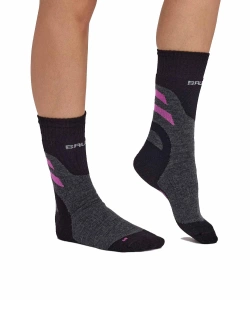 Skarpety termoaktywne damskie Brubeck Trekking Merino szaro-różowe