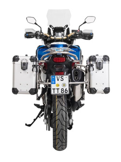 Zestaw: kufry boczne z anodowanego aluminium srebrne "And-S" Zega Evo + stelaże srebrne Touratech Honda CRF1000L Africa Twin (18-22) / CRF1000L Adventure Sports (31+38L)