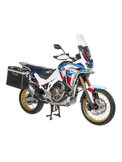 Zestaw: kufry boczne z anodowanego aluminium czarne Zega Pro + stelaże srebrne Touratech Honda CRF1100L Africa Twin (22-)/ Adventure Sports (31+38L)