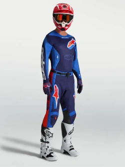 Spodnie cross Alpinestars MX Racer Hunt niebiesko-czerwone