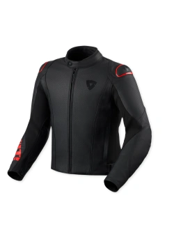 Kurtka motocyklowa skórzana REV’IT! Quadratic czarno-fluo czerwona