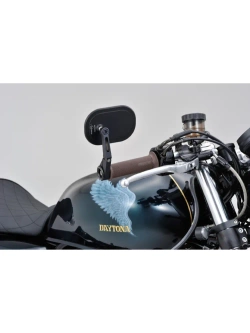 Lusterko motocyklowe krótkie Daytona D-Mirror-16 Flat do montażu na końcu manetki czarne [adapter]