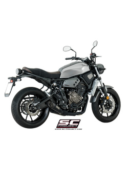 Pełny układ wydechowy 2-1, SC-Project S1 Titanium + Carbon [Czarny mat] - Yamaha XSR 700 [16-20]