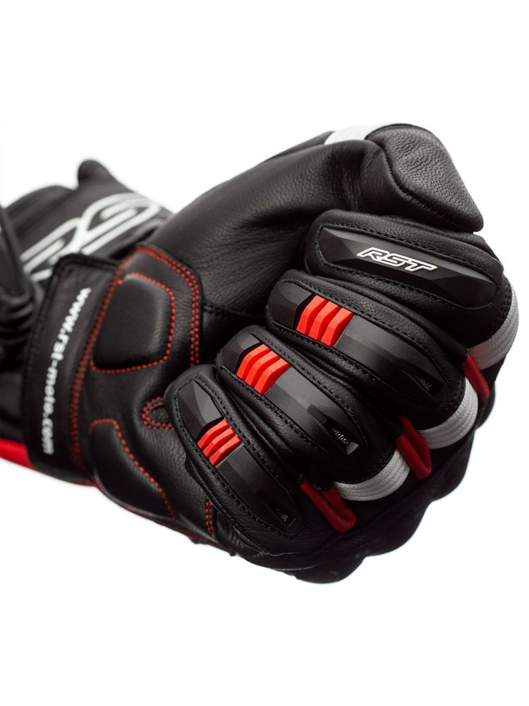 Rękawice motocyklowe skórzano-tekstylne Rst Pilot czarno-czerwone