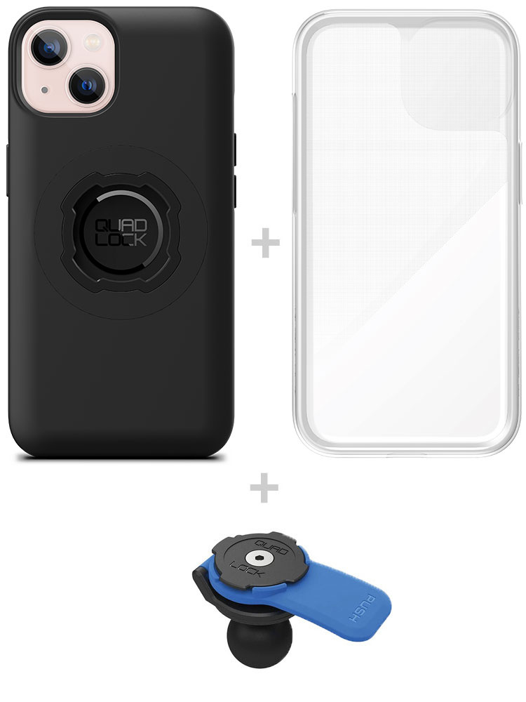 Zestaw: etui MAG na telefon iPhone 13 (magnetyczne) + wodoodporny pokrowiec MAG + uchwyt kulowy Quad Lock