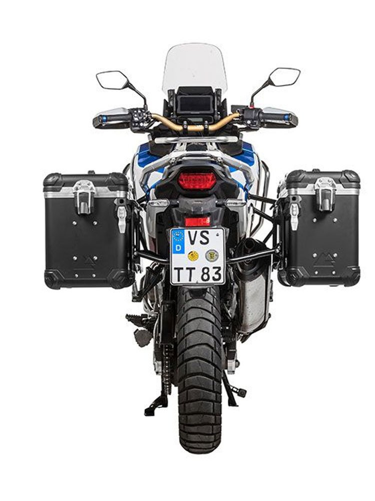 Zestaw: kufry boczne z anodowanego aluminium czarne "And-Black" Zega Evo + stelaże czarne Touratech Honda CRF1100L Africa Twin (22-)/Adventure Sports (38+45L)