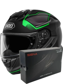 Zestaw: kask integralny Shoei GT-Air 3 Mike TC-4 czarno-zielony + dedykowany interkom motocyklowy Sena SRL 3