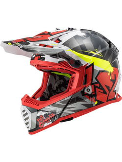 Kask enduro LS2 MX437 Fast Evo Crusher czarno-czerwono-szary